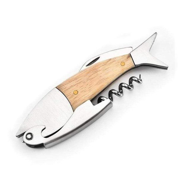 tire bouchon poisson de bois